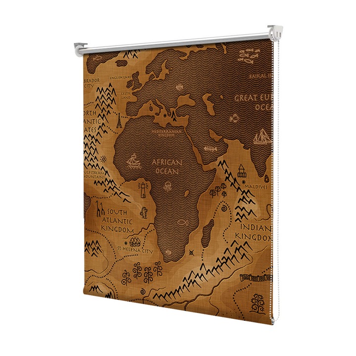 Rolete Art Shade tip Jaluzele cu Rulou si sistem inclus, Harta, Decoratiuni, Latime 45 cm x Inaltime 130 cm
