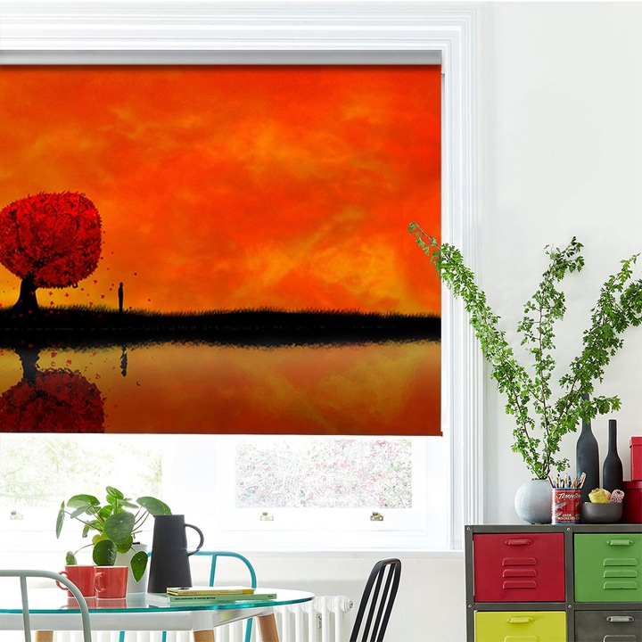 Rolete Art Shade tip Jaluzele cu Rulou si sistem inclus, Amurg, Decoratiuni, Latime 80 cm x Inaltime 250 cm