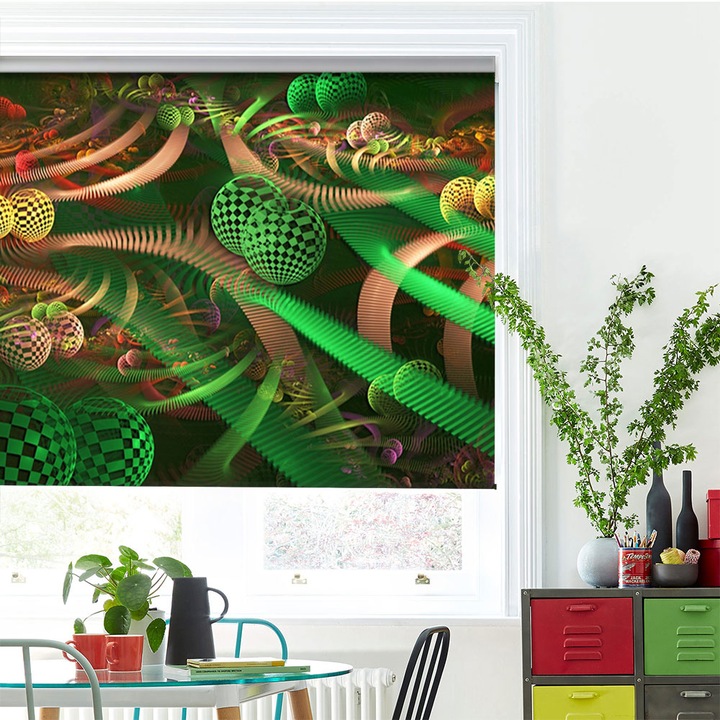 Rolete Art Shade tip Jaluzele cu Rulou si sistem inclus, Colaj, Decoratiuni, Latime 90 cm x Inaltime 250 cm