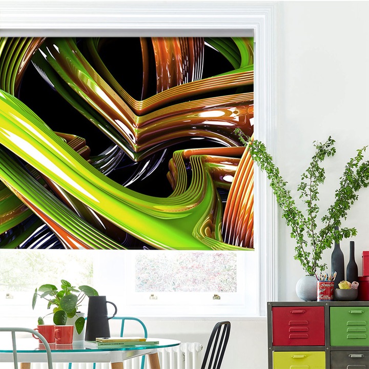Rolete Art Shade tip Jaluzele cu Rulou si sistem inclus, Sticla colorata, Decoratiuni, Latime 100 cm x Inaltime 250 cm