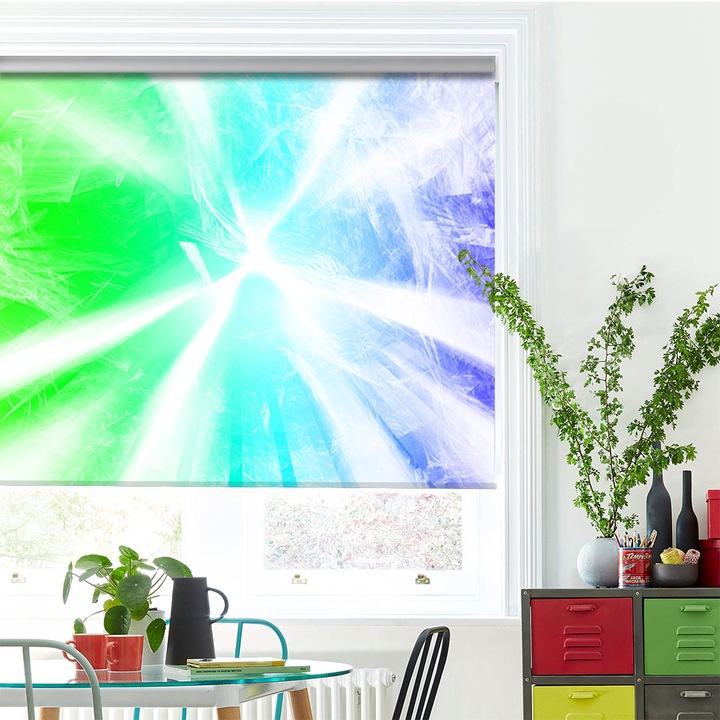 Rolete Art Shade tip Jaluzele cu Rulou si sistem inclus, Raze de lumina, Decoratiuni, Latime 115 cm x Inaltime 250 cm