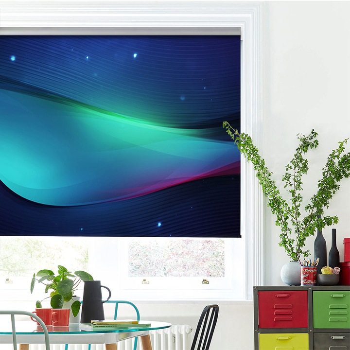 Rolete Art Shade tip Jaluzele cu Rulou si sistem inclus, Unda in spatiu, Decoratiuni, Latime 105 cm x Inaltime 250 cm