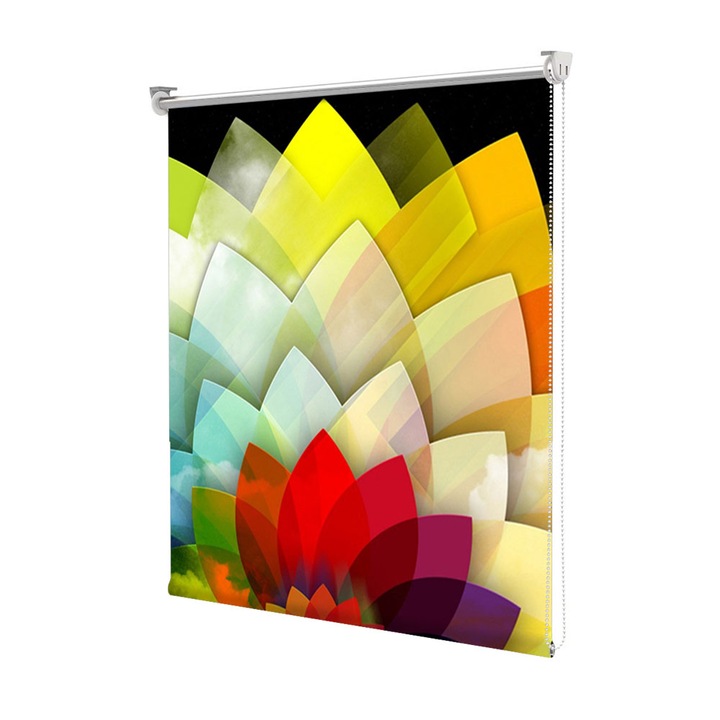 Rolete Art Shade tip Jaluzele cu Rulou si sistem inclus, Floare stilizata, Decoratiuni, Latime 45 cm x Inaltime 130 cm
