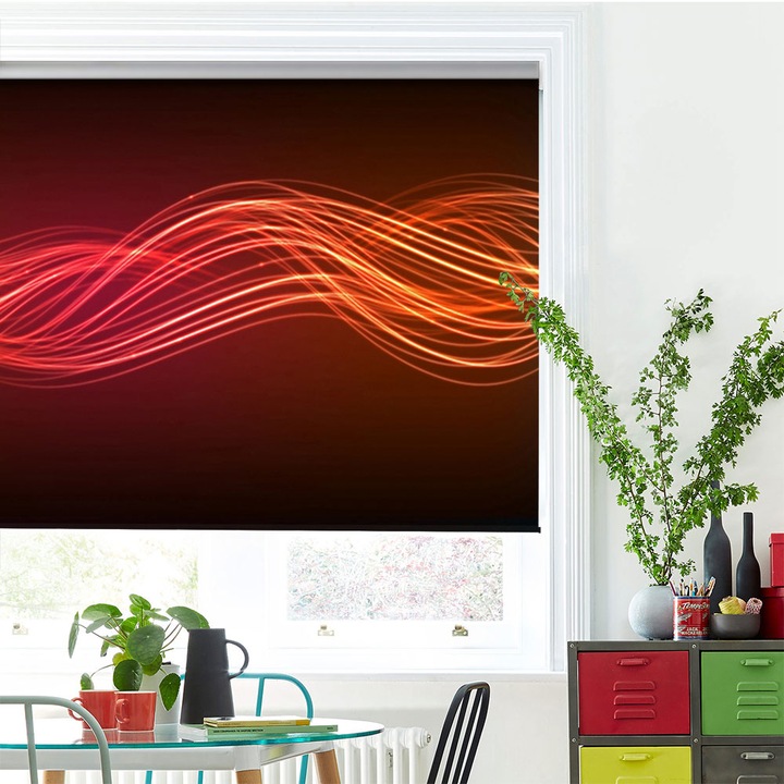 Rolete Art Shade tip Jaluzele cu Rulou si sistem inclus, Unde luminoase, Decoratiuni, Latime 110 cm x Inaltime 250 cm