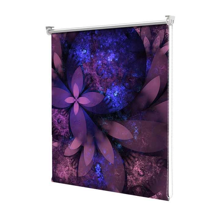 Rolete Art Shade tip Jaluzele cu Rulou si sistem inclus, Flori violet, Decoratiuni, Latime 90 cm x Inaltime 250 cm