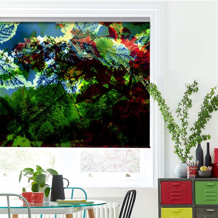 Rolete Art Shade tip Jaluzele cu Rulou si sistem inclus, Scenariu de culori, Decoratiuni, Latime 90 cm x Inaltime 250 cm