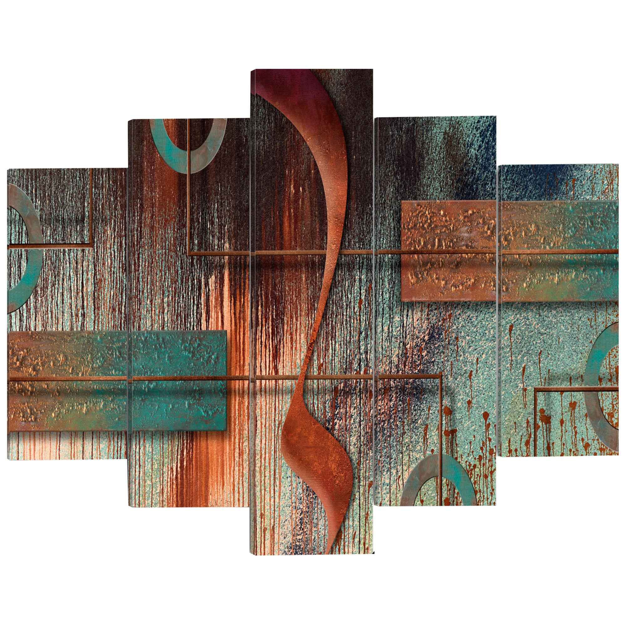 Imagine pe sticla ,5 piese, Abstract Melody 1 , acrilica 100 x 50 cm