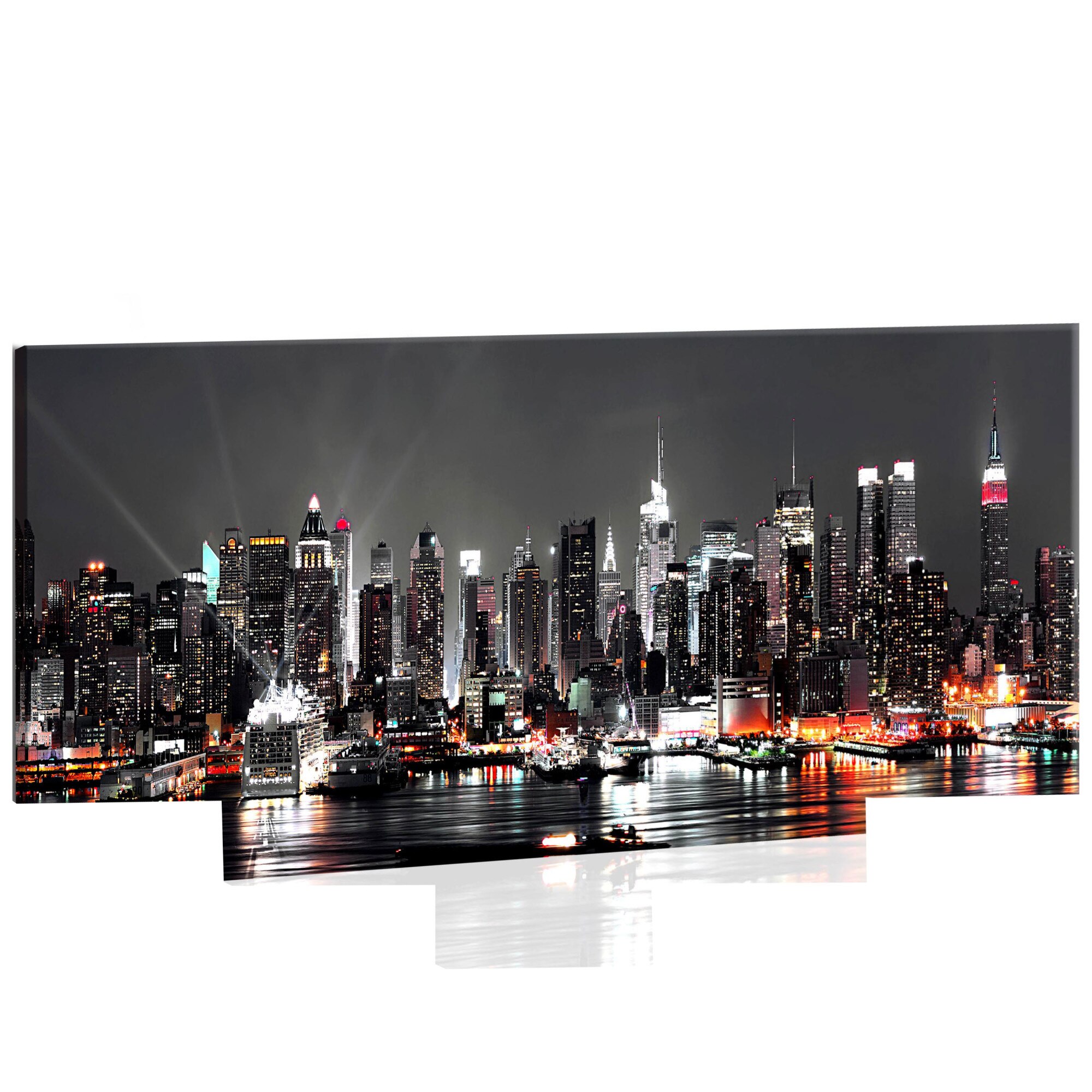 Imagine pe sticla ,5 piese, Vis de New York , acrilica 135 x 45 cm
