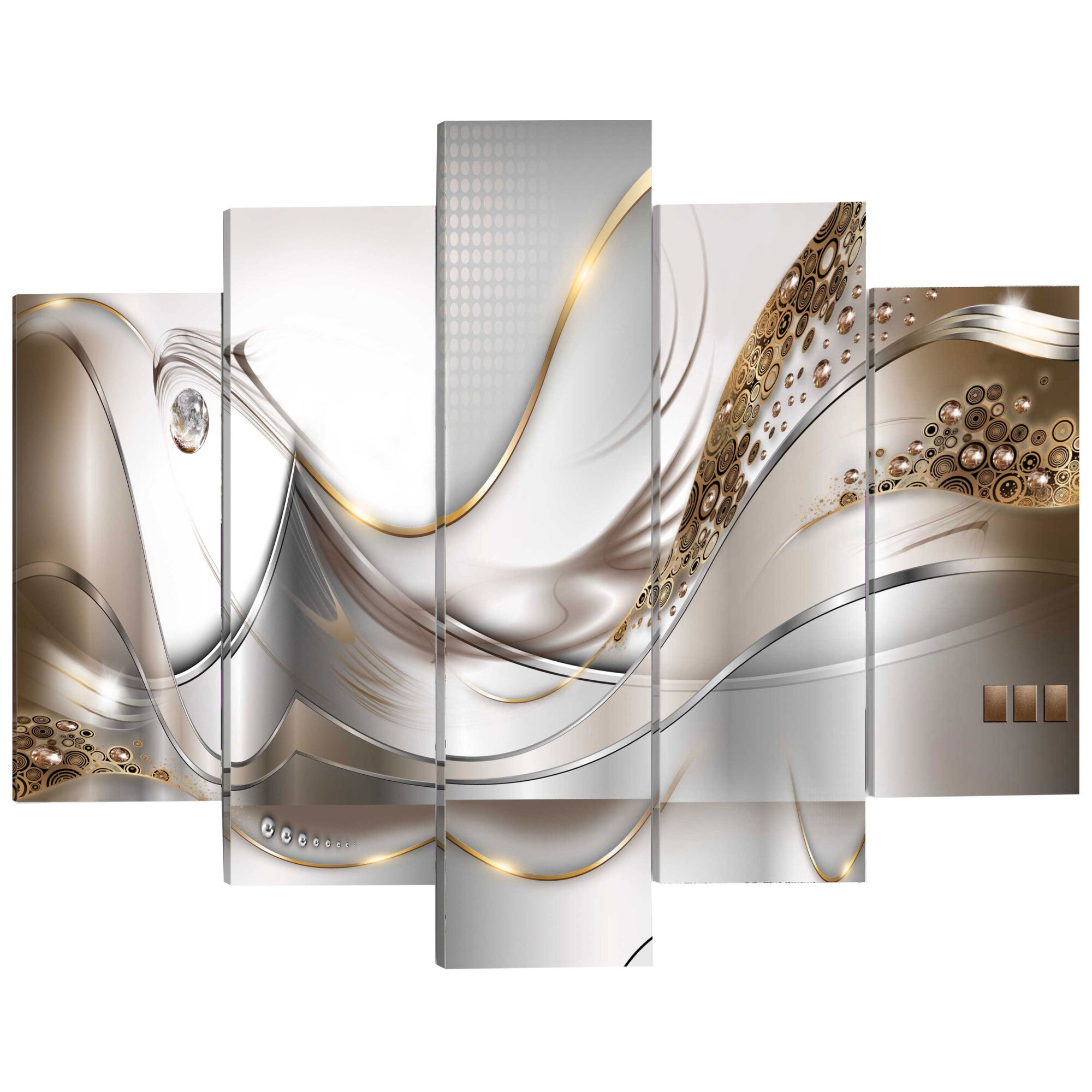 Imagine pe sticla ,5 piese, Zbor de aur , acrilica 100 x 50 cm