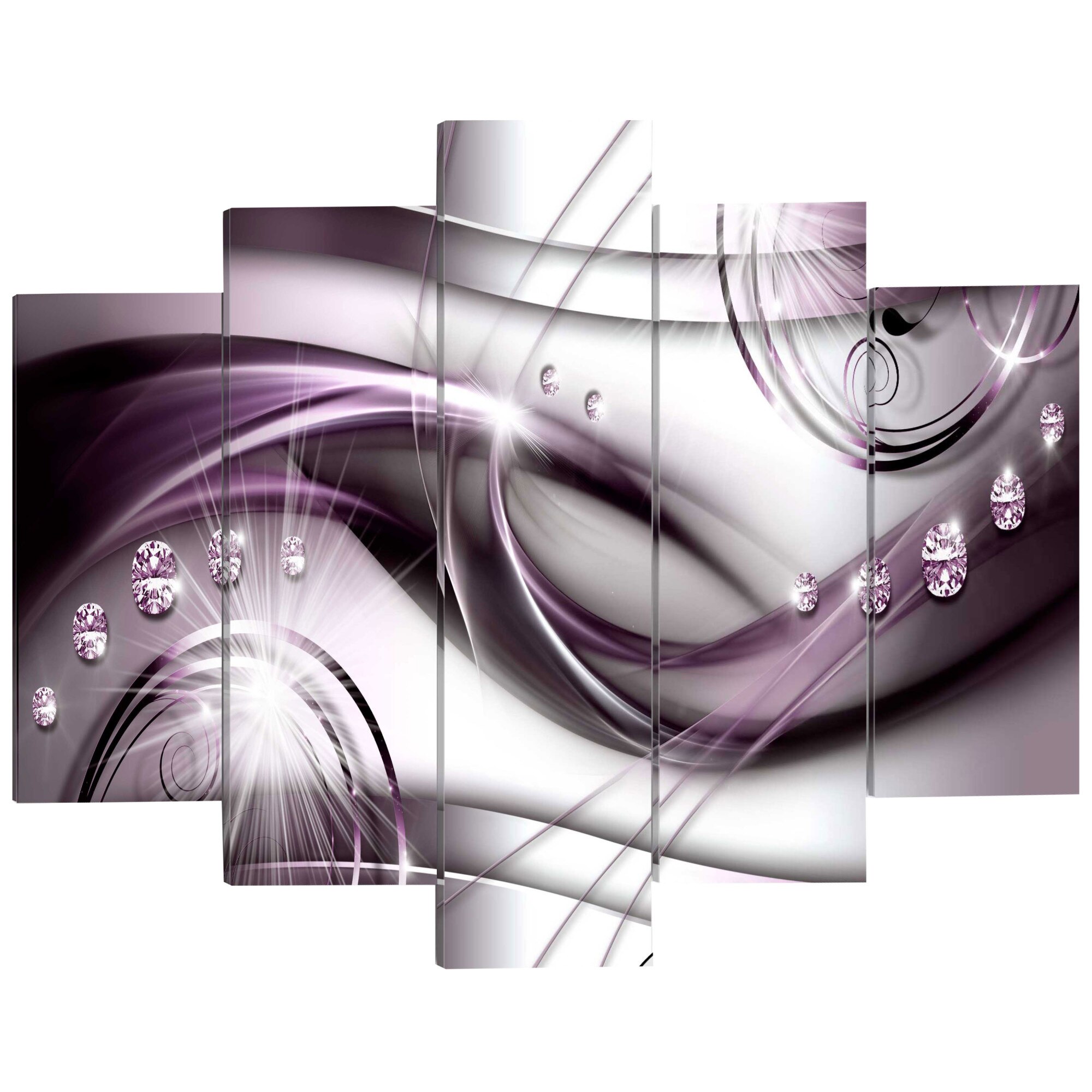 Imagine pe sticla acrilica - Glow violet - Tablou 5 piese - 100 x 50 cm