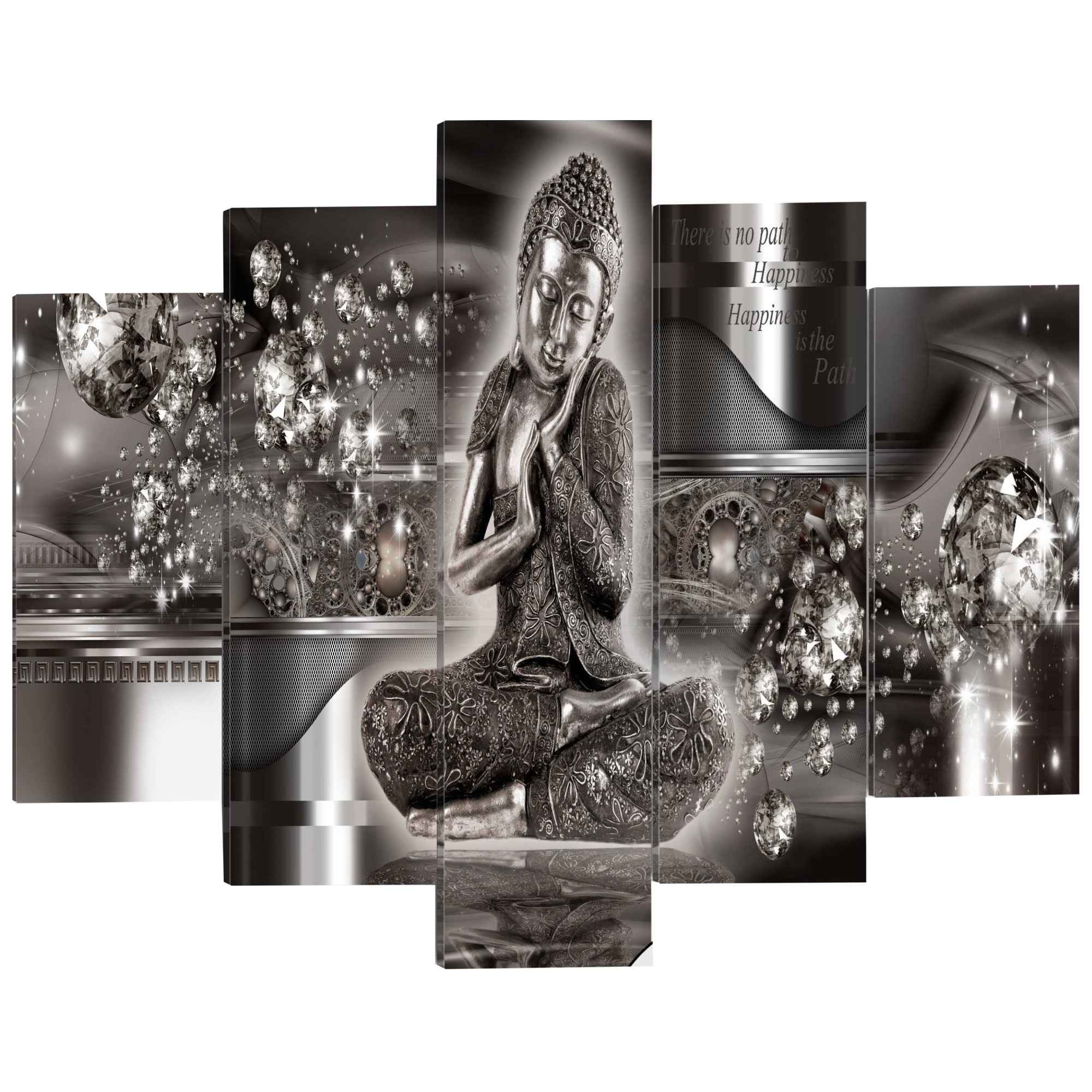 Imagine pe sticla ,5 piese, Seninatate de argint , acrilica 100 x 50 cm