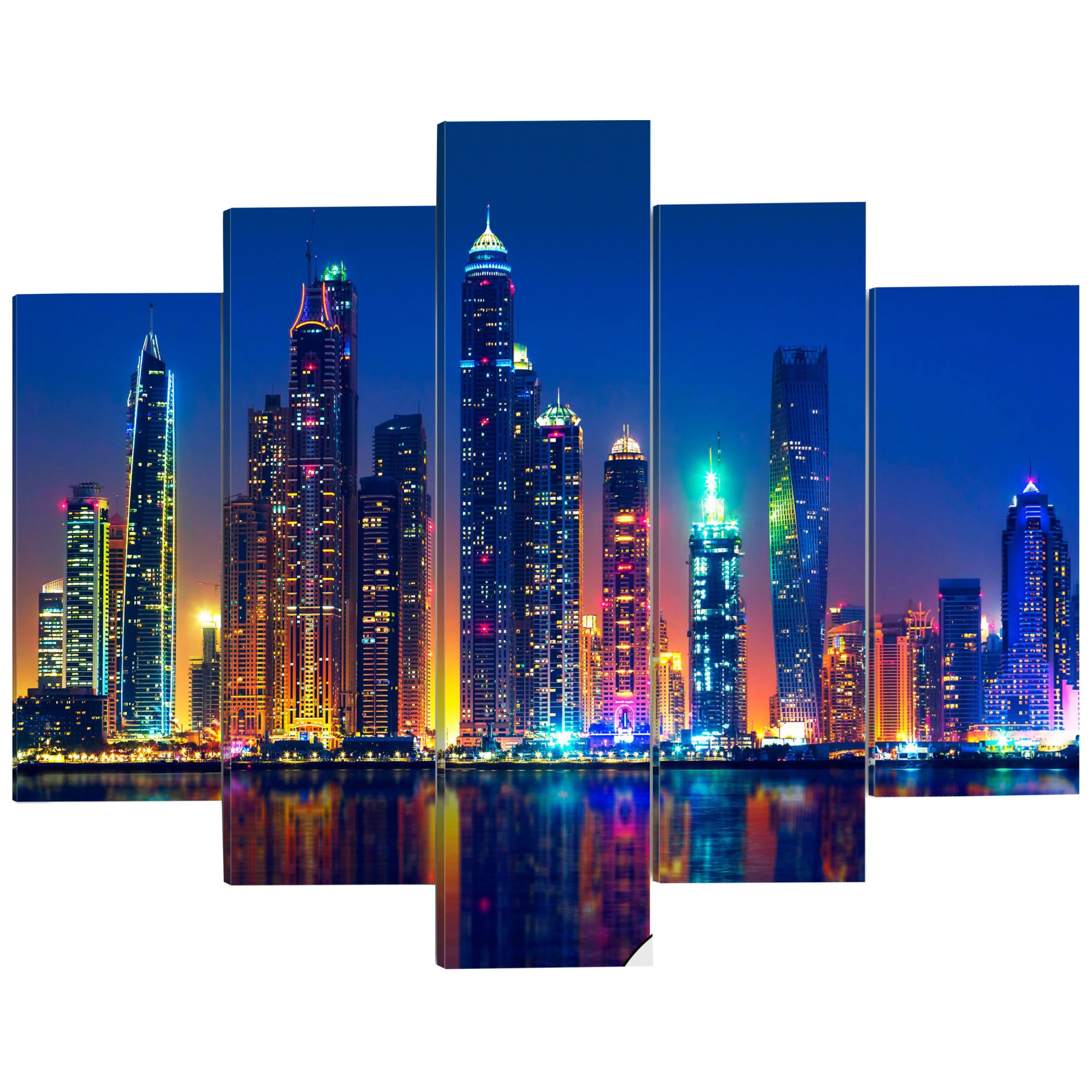 Imagine pe sticla ,5 piese, Nopti in Dubai , acrilica 200 x 100 cm