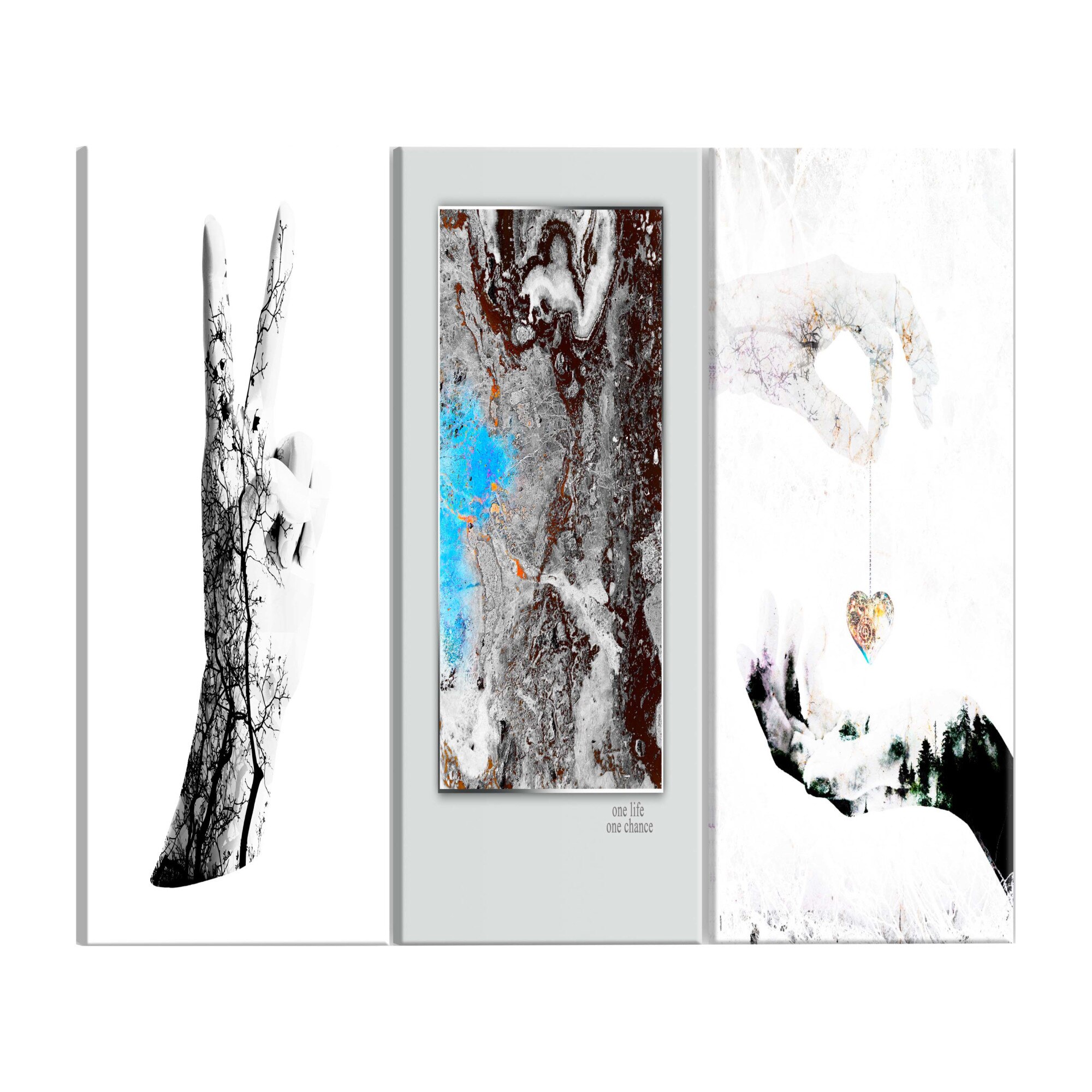 Tablou canvas, 3 piese, gesturi, 120 x 60 cm