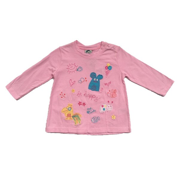 Bluza cu maneca lunga pentru fete, Sanetta, Be happy, Roz, 74 cm