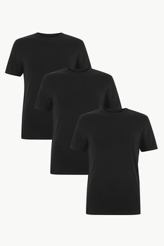 Marks & Spencer, Set de 3 tricouri regular fit, Negru