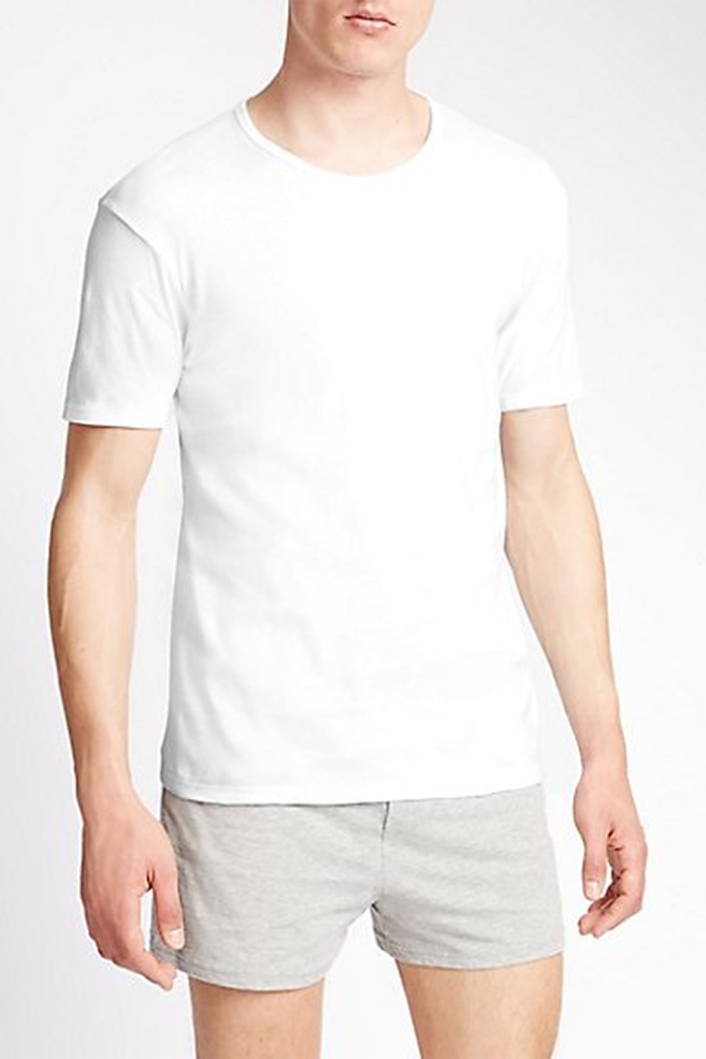 Marks & Spencer, Set de 3 tricouri regular fit, Alb, S