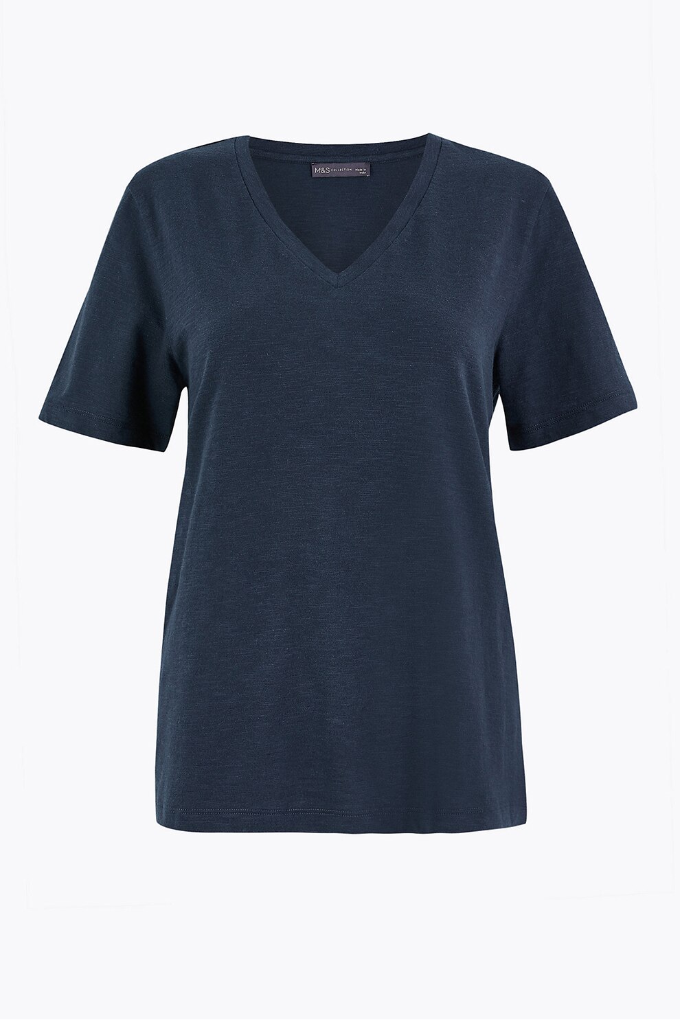 Marks & Spencer, Tricou din bumbac cu decolteu in V, Albastru marin