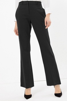Marks & Spencer, Pantaloni cu croiala bootcut si talie medie, Negru, W27.5-L31 Marks & Spencer, Pantaloni cu croiala bootcut si talie medie, Negru, W27.5-L31