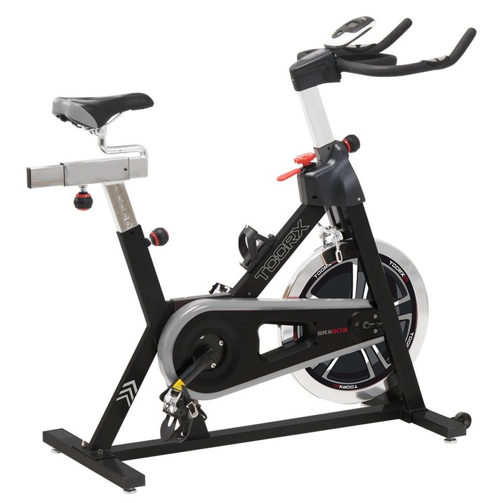 Bicicleta spinning TOORX SRX-60S, Volanta 20 kg, Utilizator 125 kg, Sa reglabila pe verticala si orizontala, Roti transport