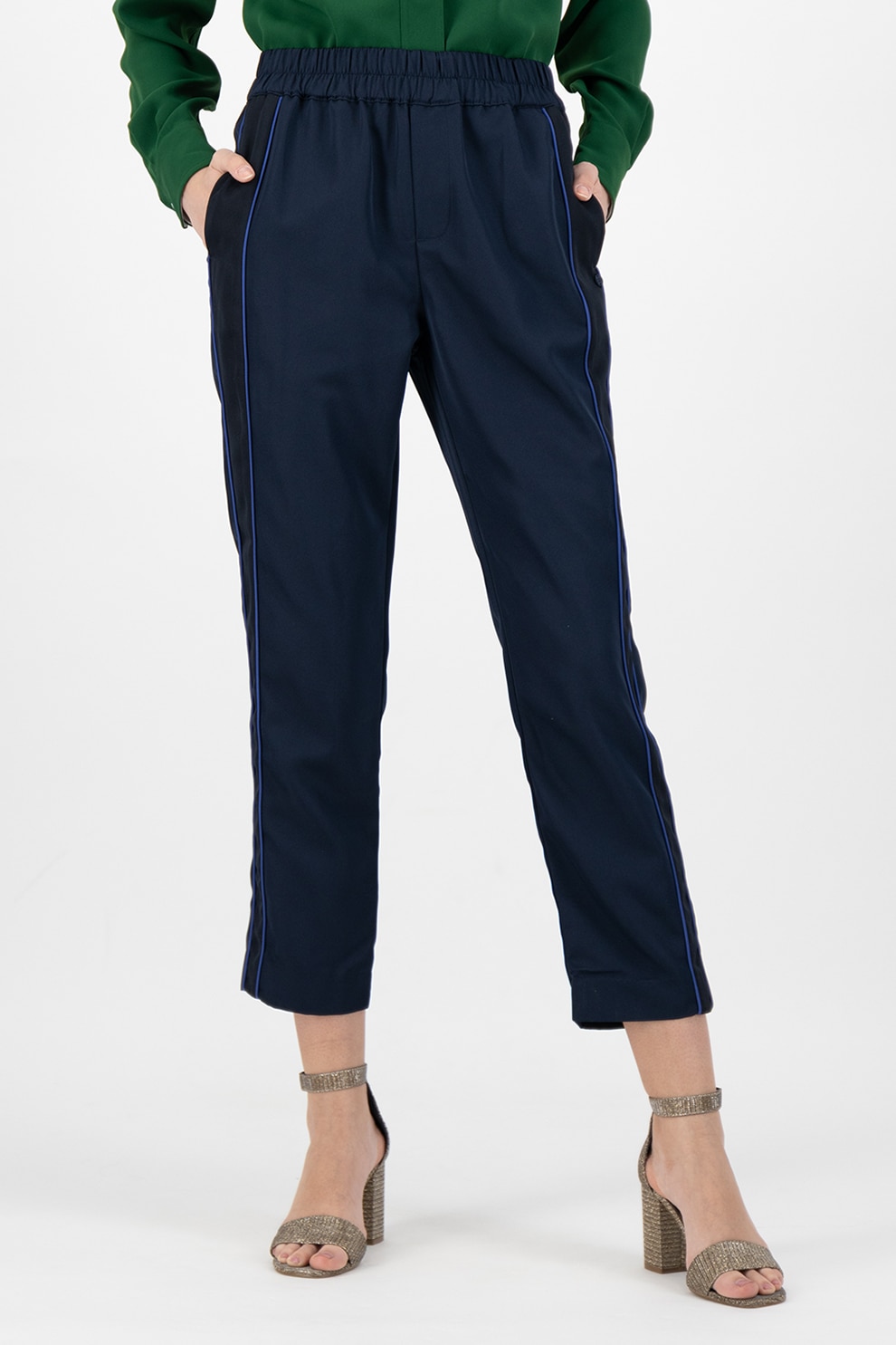 Maison Scotch, Pantaloni cu garnituri laterale contrastante, Bleumarin inchis, M