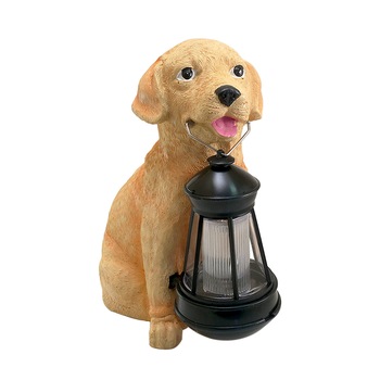 Decoratiune gradina, polirasina, lampa solara, catel cu felinar, 14x24x25 cm Decoratiune gradina, polirasina, lampa solara, catel cu felinar, 14x24x25 cm