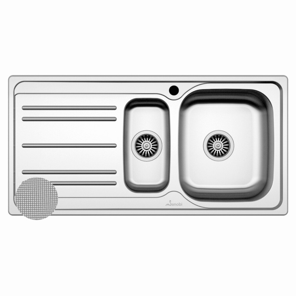 Chiuveta Sanobi 2511.B1-1/2DL.1000X500mm, adancime 160/135mm, cuva pe dreapta, montare pe blat,finisaj linen