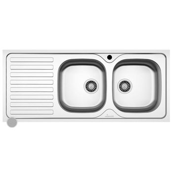 Chiuveta Sanobi 2411.B2DL.1160X500mm, adancime 150mm, cuva pe dreapta, montare pe blat, finiaj linen Chiuveta Sanobi 2411.B2DL.1160X500mm, adancime 150mm, cuva pe dreapta, montare pe blat, finiaj linen