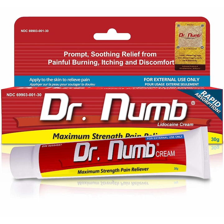 Dr. Numb érzéstelenítő krém, tetoválásokhoz, kozmetikumokhoz, mezoterápiához, 30 g, 5% lidokain