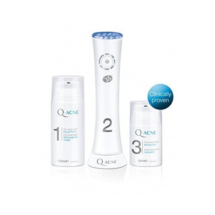 Aparat ingrijire faciala pentru tratarea acneei Rio Q-Acne Advanced Blue Light Acne Spot Treatment, Unde electromagnetice, Alb