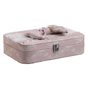 Cutie bijuterii din material textil cu fundita 28x20x10cm Cutie bijuterii din material textil cu fundita 28x20x10cm