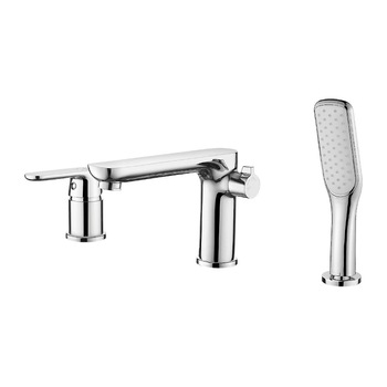 Baterie baie cada cu pipa fixa, montaj pe cada 3 gauri , crom, cu set de dus, Kuchinox Baterie baie cada cu pipa fixa, montaj pe cada 3 gauri , crom, cu set de dus, Kuchinox