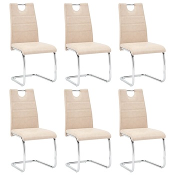 Set de 6 scaune living, vidaXL, Crem, 44,5 x 53 x 96cm, Piele ecologica