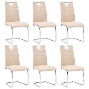 Set de 6 scaune living, vidaXL, Crem, 44,5 x 53 x 96cm, Piele ecologica Set de 6 scaune living, vidaXL, Crem, 44,5 x 53 x 96cm, Piele ecologica