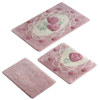 Covorase de baie, Set 3, DANTELA ROZ, Chilai Home Covorase de baie, Set 3, DANTELA ROZ, Chilai Home