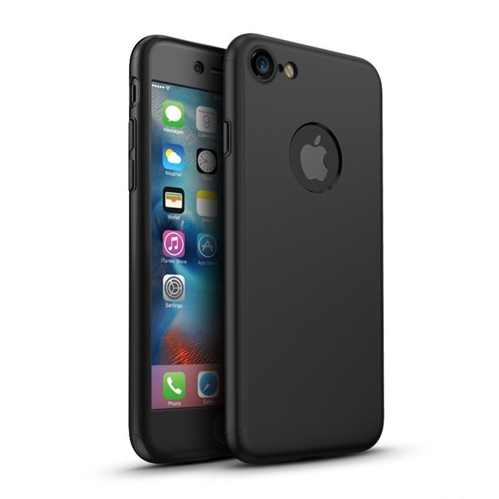 Калъф MyStyle FullBody Black, За Apple iPhone 7, Пълно 360-градусово покритие, Със защитно фолио
