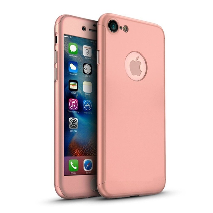 Калъф Full Cover 360° (преден + заден + стъклен прозорец) IPAKY за Apple iPhone 6 Plus / 6S Plus, розово злато