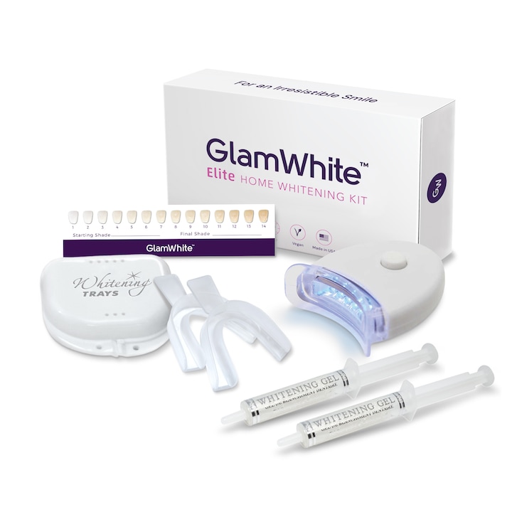 GlamWhite Elite, LED, Fehérítő gél, fogfehérítő készlet