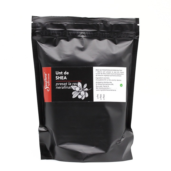 Unt de SHEA (karité) nerafinat, pur, presat la rece, Sanflora, 500g