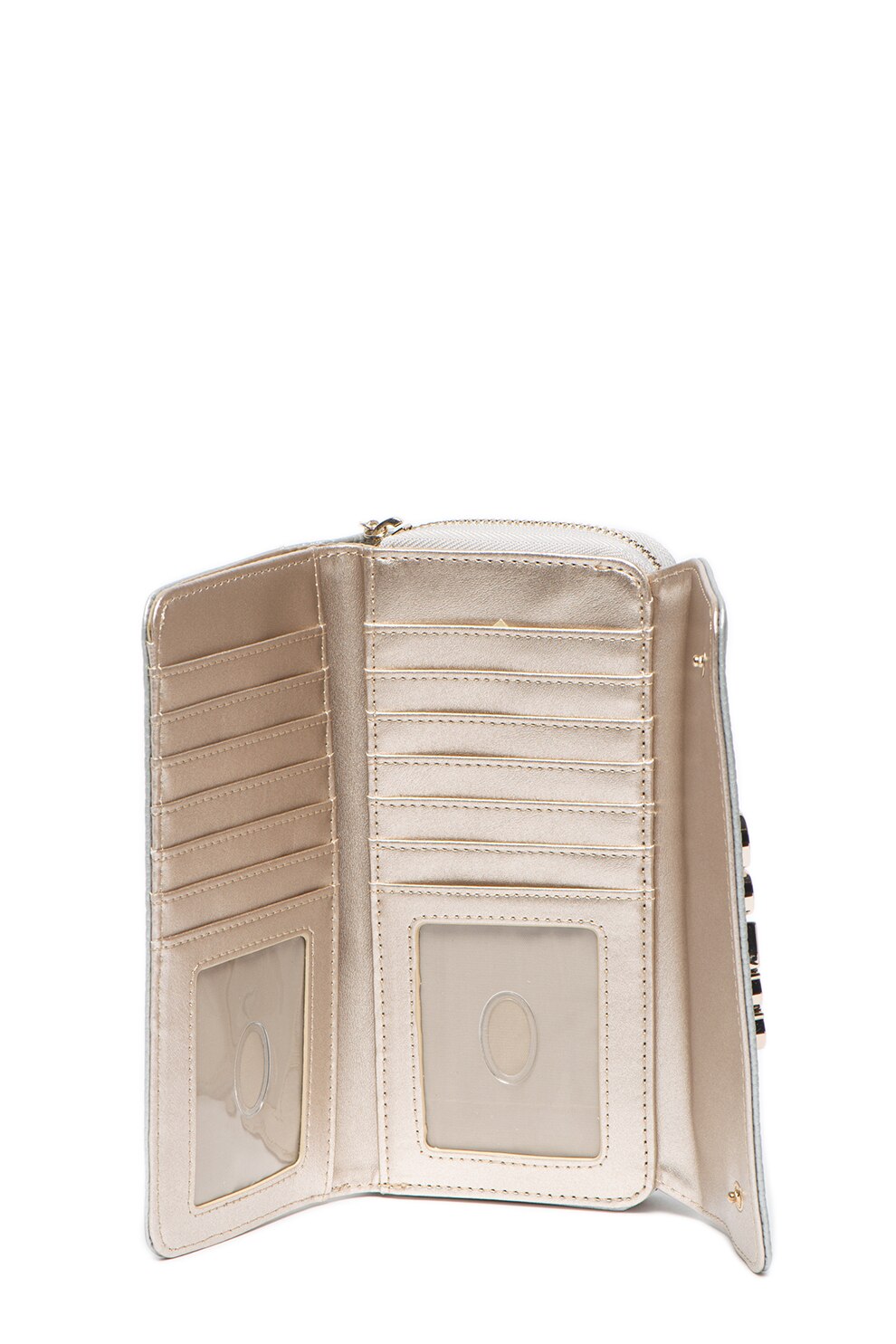 Guess, Портмоне Uptown Chic от еко кожа с лого, Сребрист - eMAG.bg