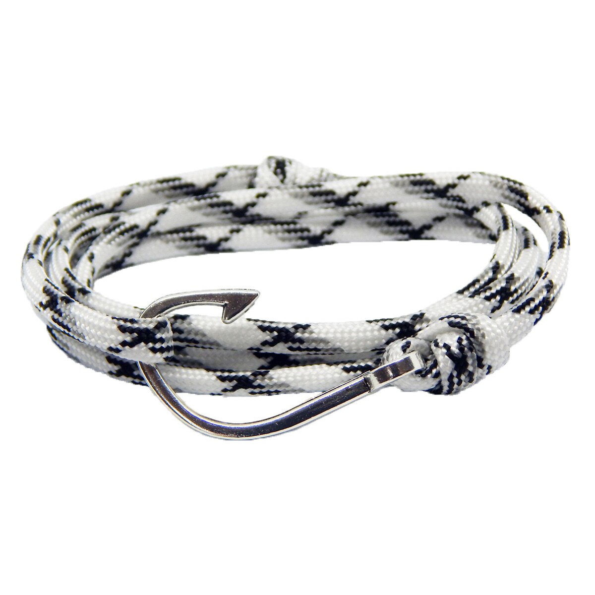 Bratara reglabila din snur paracord alb insertii si inchizatoare Hook