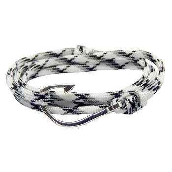 Bratara reglabila din snur paracord alb insertii si inchizatoare Hook Bratara reglabila din snur paracord alb insertii si inchizatoare Hook