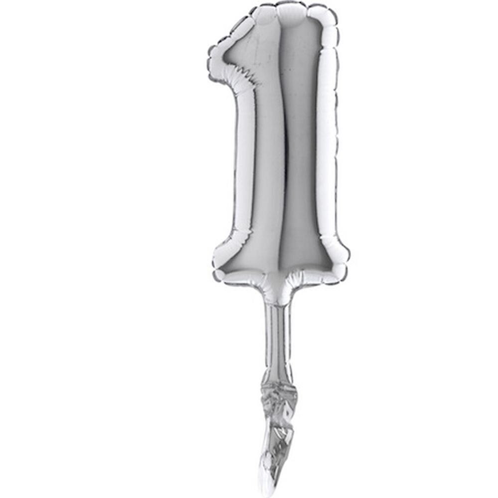 Balon micro folie cifra 1 argintiu - 18cm, Radar 07091