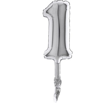 Balon micro folie cifra 1 argintiu - 18cm, Radar 07091 Balon micro folie cifra 1 argintiu - 18cm, Radar 07091