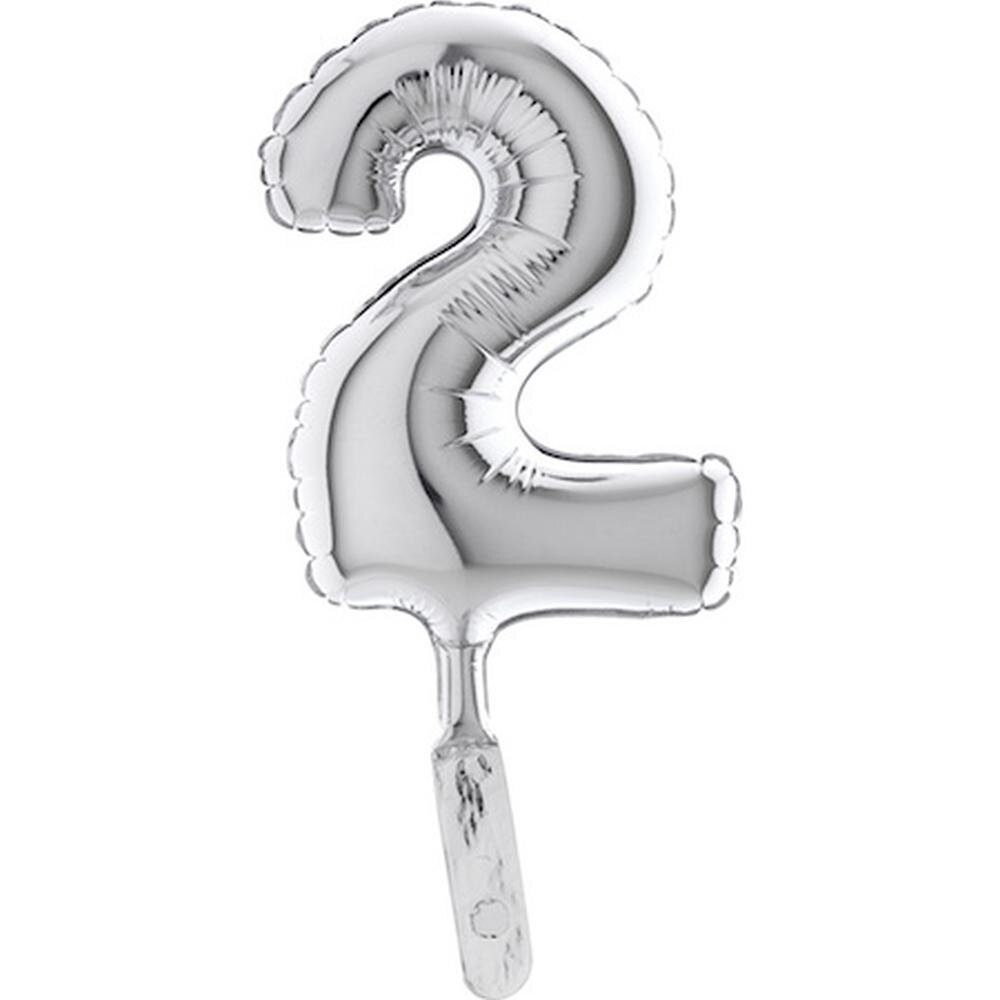 Balon micro folie cifra 2 argintiu - 18cm, Radar 07092