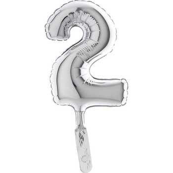Balon micro folie cifra 2 argintiu - 18cm, Radar 07092 Balon micro folie cifra 2 argintiu - 18cm, Radar 07092