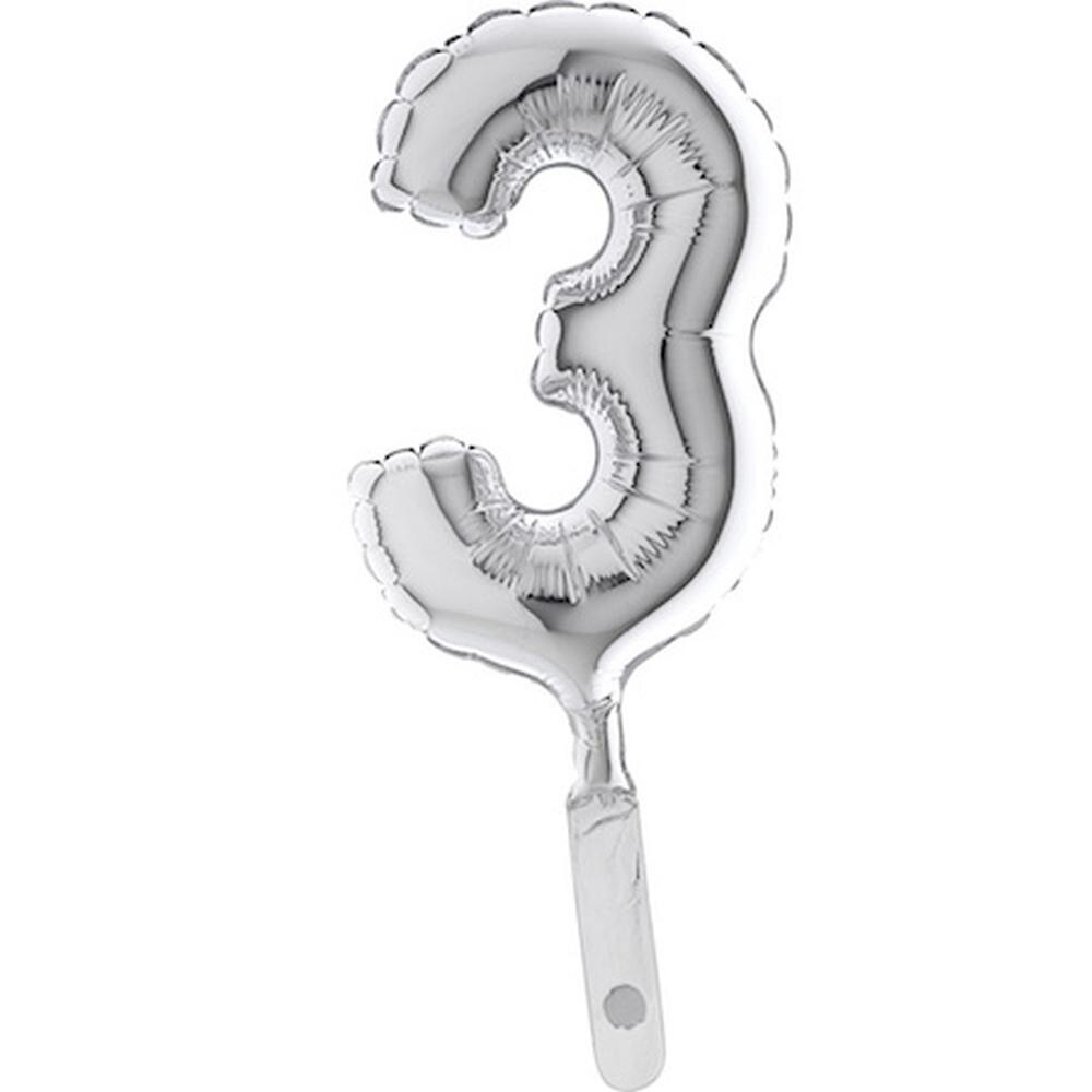 Balon micro folie cifra 3 argintiu - 18cm, Radar 07093