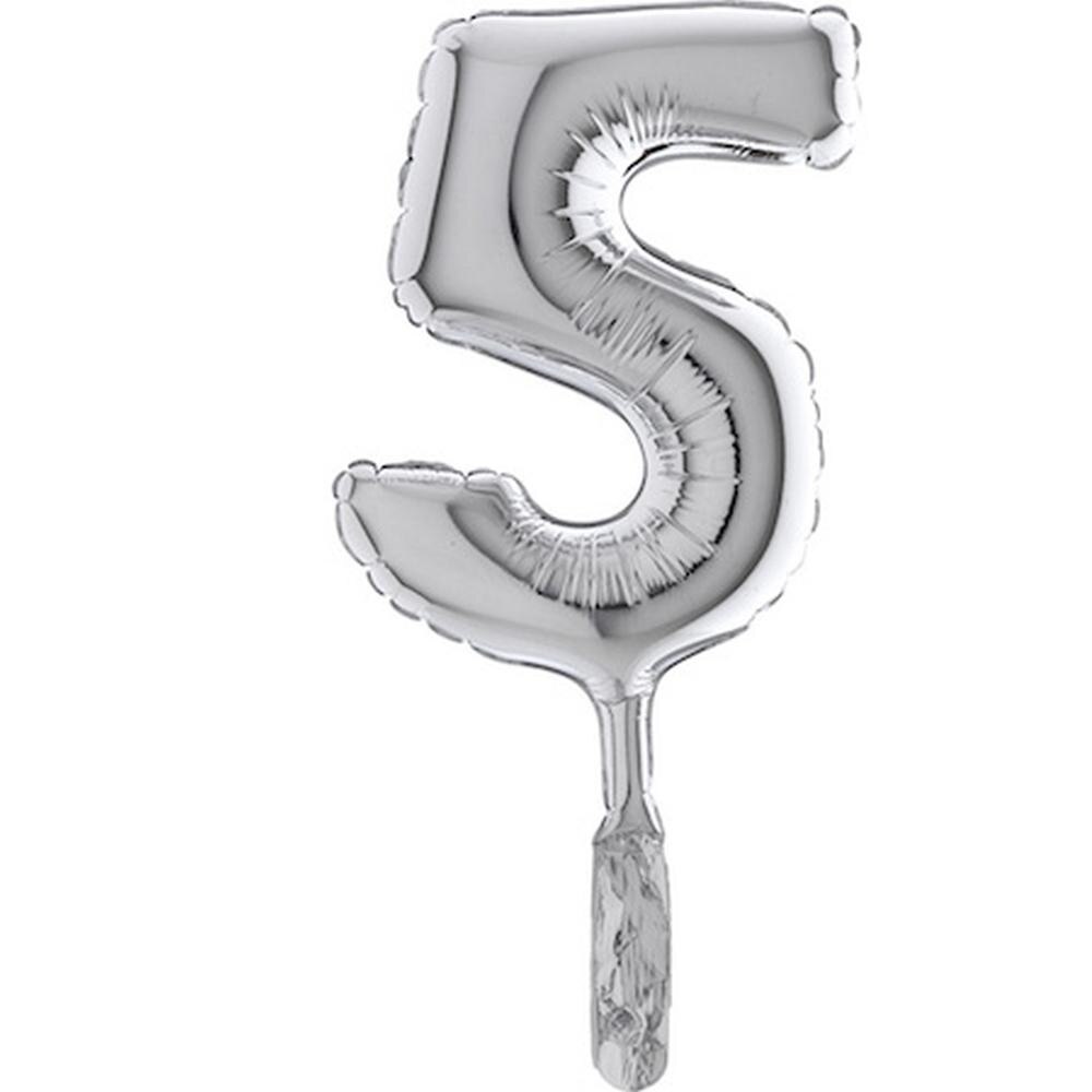 Balon micro folie cifra 5 argintiu - 18cm, Radar 07095