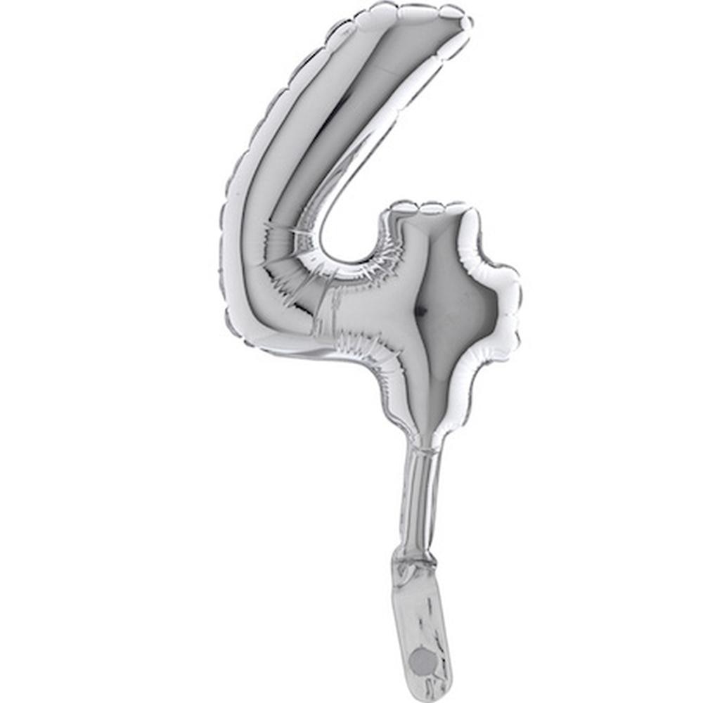 Balon micro folie cifra 4 argintiu - 18cm, Radar 07094