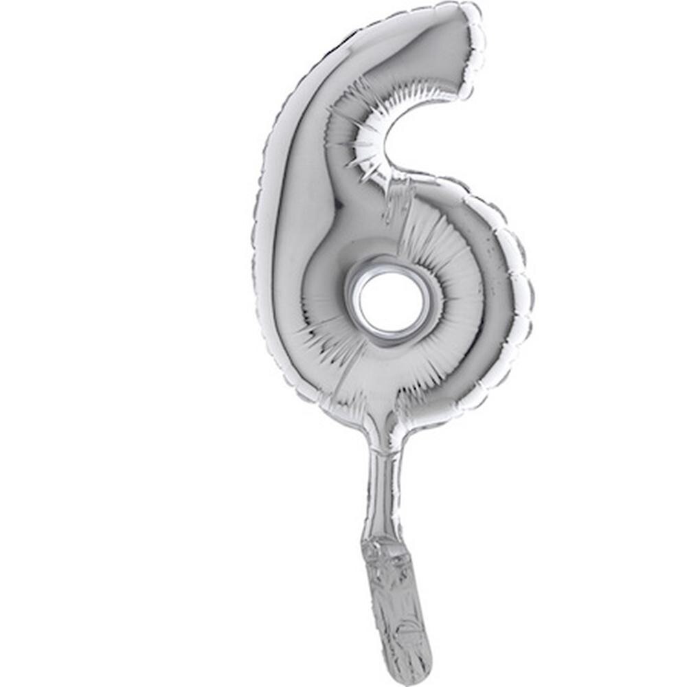 Balon micro folie cifra 6 argintiu - 18cm, Radar 07096