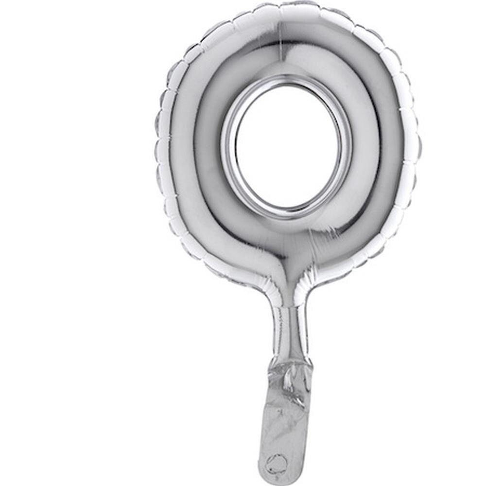 Balon micro folie cifra 0 argintie -18cm, Radar 07090